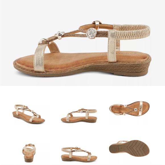 Patrizia Charmer Wedge Sandal with Crystal & Gold Shimmer Ankle Strap Size 10 - Picture 15 of 15